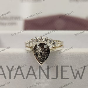 2.30 Ct salt and pepper Pear Cut Diamond Wedding Engagement Ring in 925 Sterling Silver,Antique Engagement Ring,salt and pepper ring,gifts