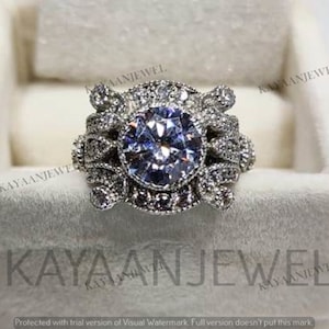 1930s Vintage 2.30Ct White Round Cut Diamond Engagement Wedding Ring in 925 Sterling Silver,Antique Engagement Ring,Unique Wedding Ring,Gift