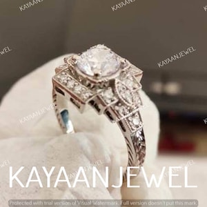 1930&#39;s Antique 2.40 Ct White Round Cut Diamond Engagement Wedding Ring in 925 Sterling, Art Deco Ring, Antique Engagement Ring,Silver,Gifts