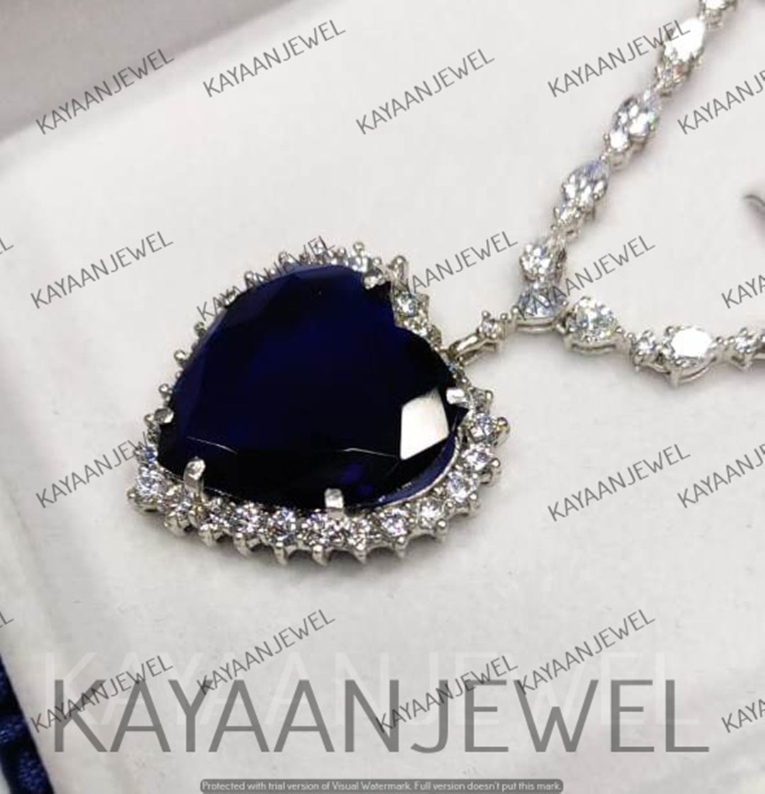 Heart of the Ocean Necklace, 35ct TITANIC Blue Heart Cut