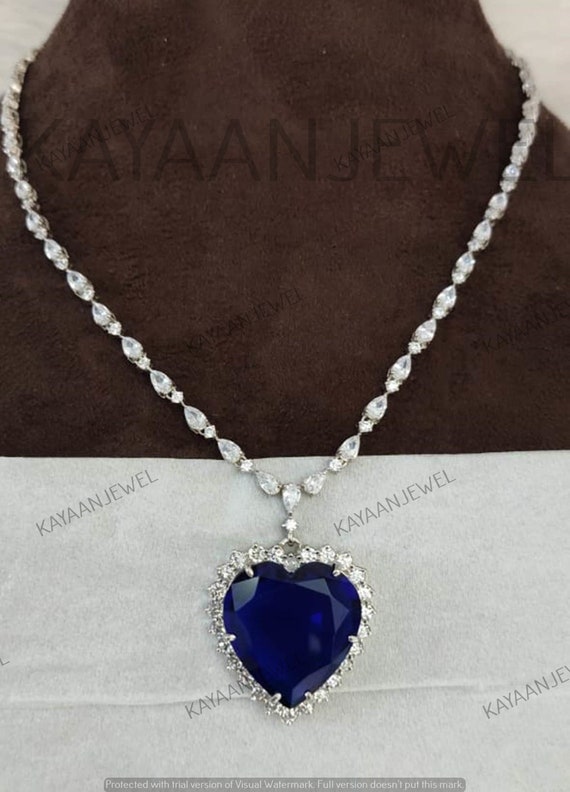 Heart of the Ocean Necklace 35ct TITANIC Blue Heart Cut Diamond Necklace in 925 Sterling Silver Anniversary Gift Titanic Jewellery Gifts Etsy