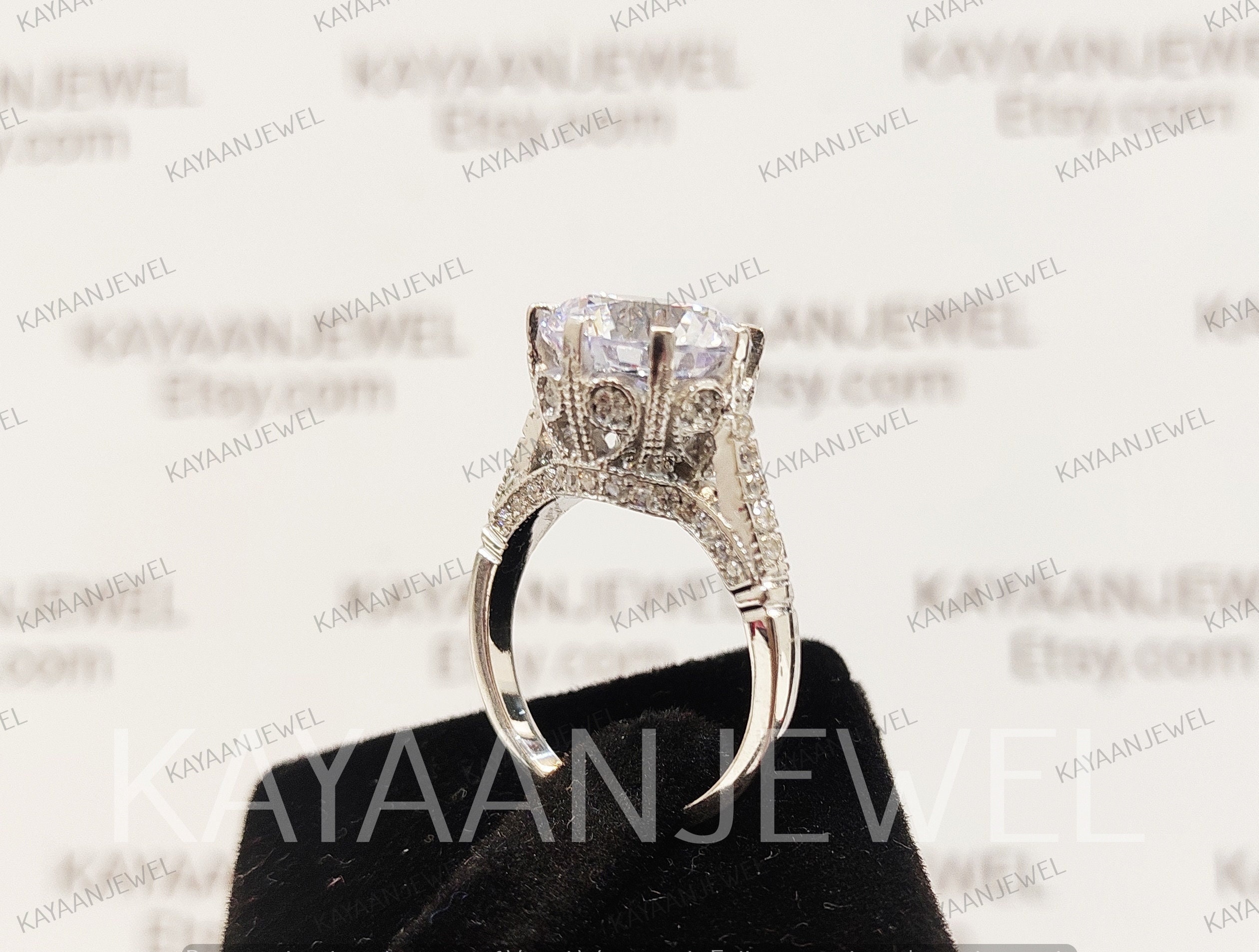 Vintage 3.0 Ct Round Cut Diamond Engagement Wedding Ring Set in 925 Sterling Silver,Art Deco ring, rings for Women, Antique Engagement Ring