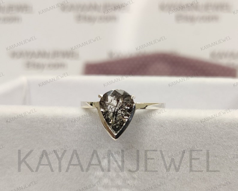 2.30Ct Salt and Pepper Pear Cut Diamond Engagement Wedding Ring in 925 Sterling Silver, Salt and pepper ring, Gift for Women, gift for shops her