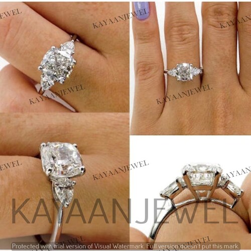 2.40Ct White Cushion Cut Diamond Engagement Wedding Ring in 925 Sterling Silver,Solitaire Ring,Three Stone Ring,Unique Wedding online Gift,Gift