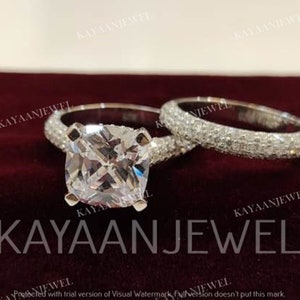 2.30Ct White Cushion Cut Diamond Wedding Ring Set in 925 Sterling Silver,Solitaire Ring,Bridal Ring Set,Wedding Ring Set,gifts,gift for her