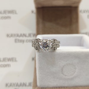 vintage 2Ct White Round Cut Diamond Engagement Wedding Ring in 925 Sterling Silver,Antique Engagement Ring,Art Deco ring,Filigree Ring,gifts