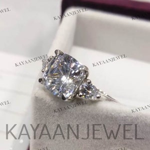 2.40Ct White Cushion Cut Diamond Engagement Wedding Ring in 925 Sterling Silver,Solitaire Ring,Three Stone Ring,Unique Wedding Gift,Gift