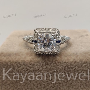 1930s Vintage 2.30 Ct White round cut wedding engagement ring in 935 Argentium Silver,Antique engagement ring,Rings for women,gift for her