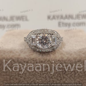 Vintage 2.10Ct White Round Diamond Engagement Wedding Ring in 925 Sterling Silver,Art Deco Ring,Antique Engagement Ring,Rings for women,Gift