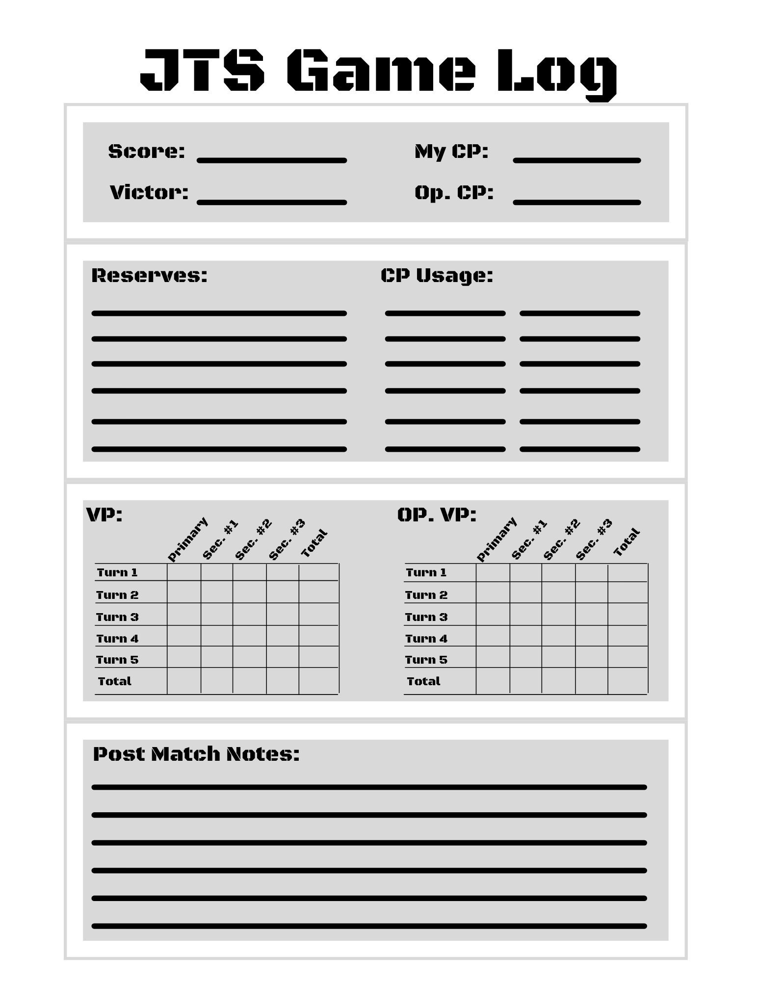 Wargaming Digital Game Tracking Log for 40k Etsy