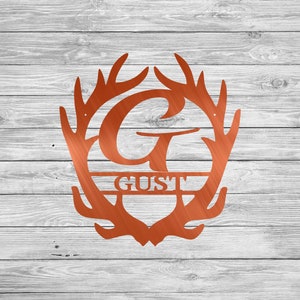 Customizable Antler Monogram: Rustic Steel Decor