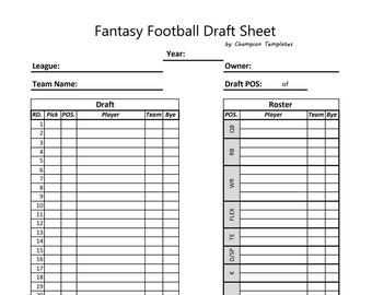 sample fantasy football draft