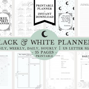 Undated Boho Planner Printable, Planner Inserts, Boho Planner Pages, Weekly Planner, Daily Planner, Celestial Planner, US Letter Size