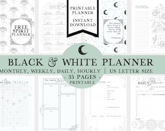 Undated Boho Planner Printable, Planner Inserts, Boho Planner Pages, Weekly Planner, Daily Planner, Celestial Planner, US Letter Size