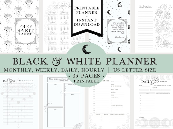Undated Boho Planner Printable, Planner Inserts, Boho Planner Pages, Weekly Planner, Daily Planner, Celestial Planner, US Letter Size