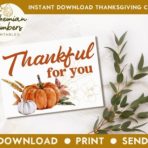 Printable Thanksgiving greeting card Instant download 7x5 inch cards for Thanksgiving, Thanksgiving card download, Watercolor Pumpkin Card