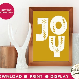 joy printable, joy print, Christmas print, wall art, signo de Navidad, joy sign, Christmas printable, boho christmas, christmas décor