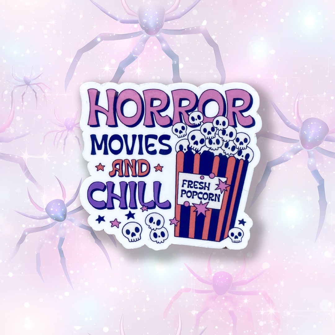 Horror Movies and Chill Sticker | Skulls in Popcorn Bucket | Halloween ...
