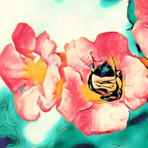 Bumble Bee on Trumpet Vine Photograph