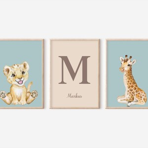 Set of 3 Safari Animals Nursery prints, Giraffe Nursery decor, Nursery wall art, Jungle nursery decor, Safari nursery, Kids Room Decor