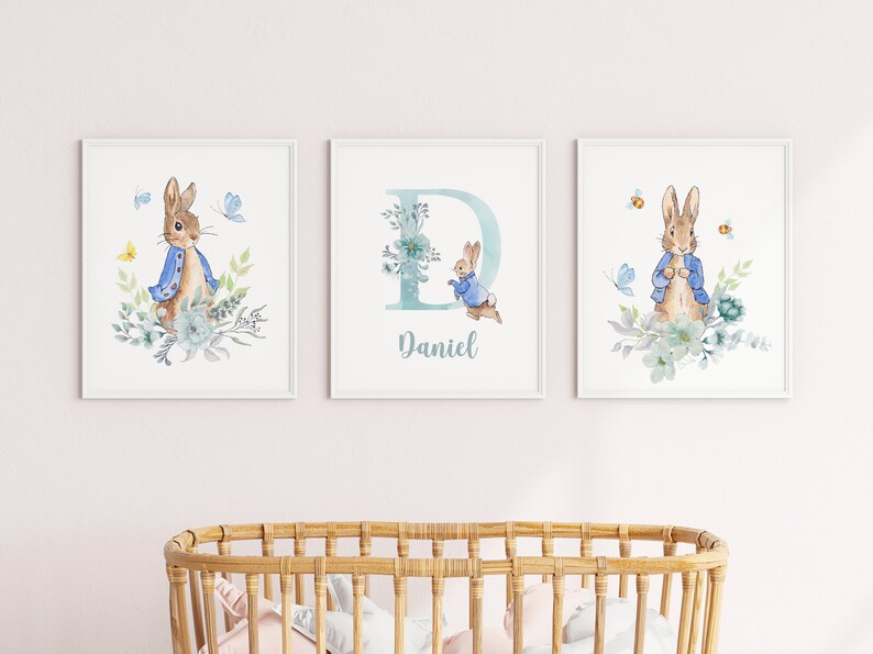Personalised Peter Rabbit Nursery Decor Set of 3 Beatrix Potter Nursery