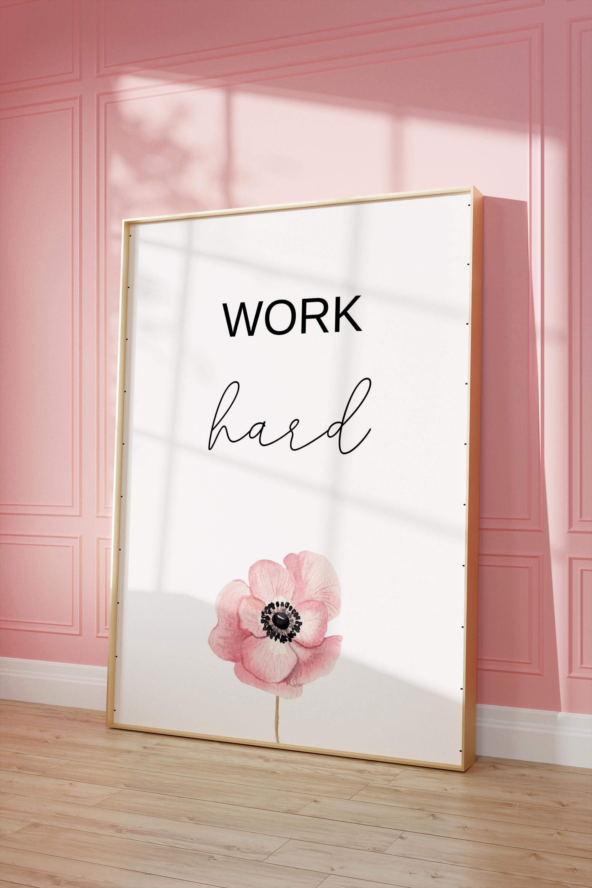 Inspirational Quote Prints (set of 3) Pink Floral Office Decor (digital ...