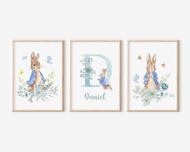 Personalised Peter Rabbit Nursery Decor Set of 3 Beatrix Potter Nursery