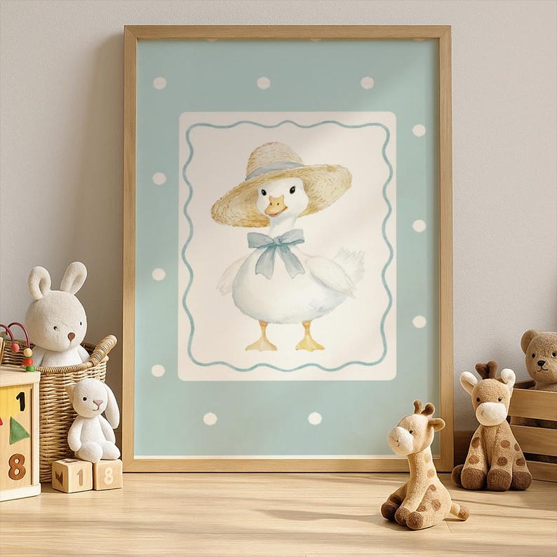 Cute Goose Nursery Print Cottagecore Goose Wall Art Baby Room Decor ...