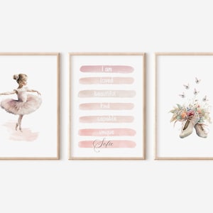 Girls Room Wall Decor Positive Affirmations for Girls Balerina Wall Art Kids Room Decor Girls Motivational Poster