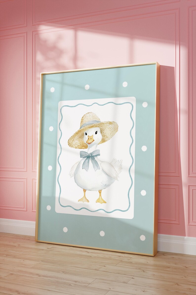Cute Goose Nursery Print Cottagecore Goose Wall Art Baby Room Decor ...