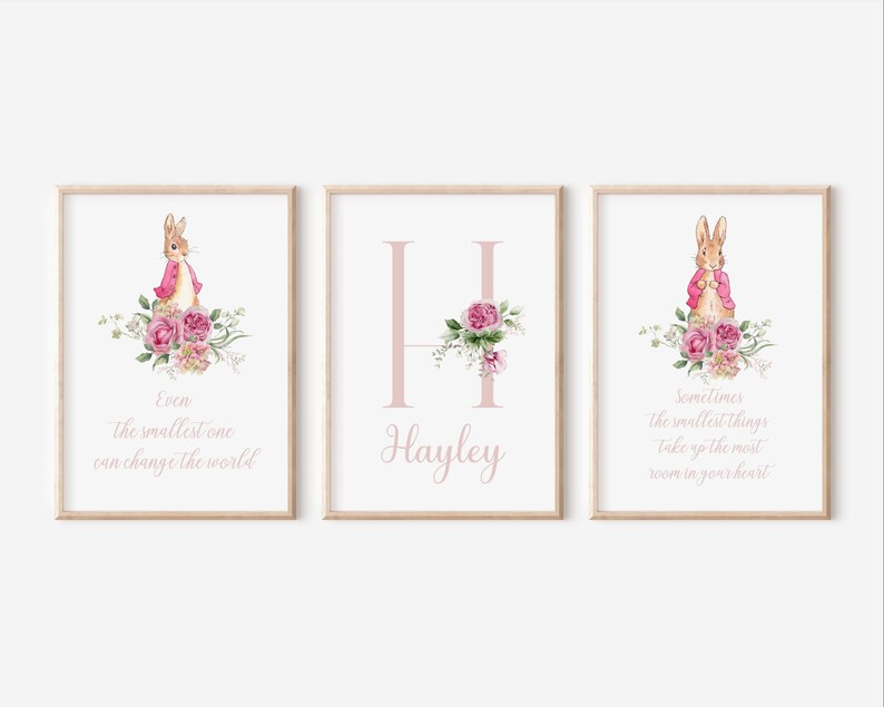Peter Rabbit Nursery Print, Pink Floral Decor (digital Download) - Etsy