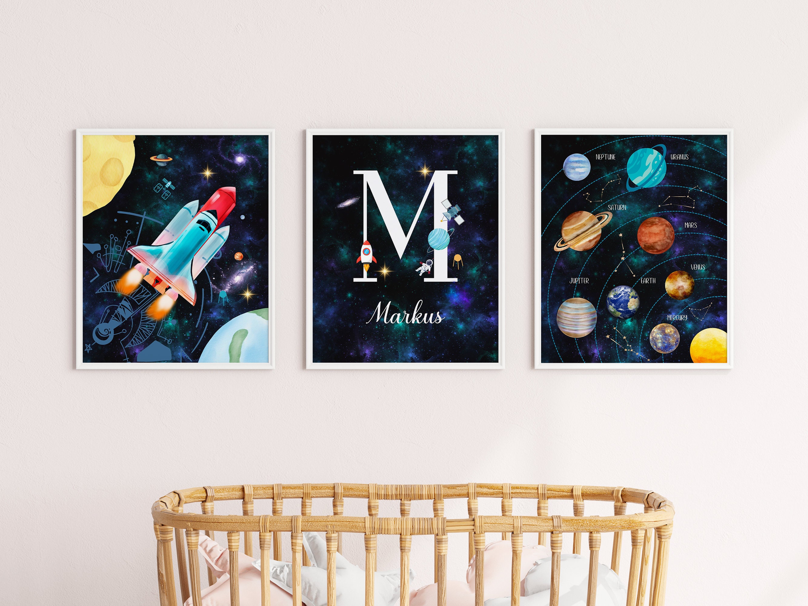 Personalized Space Theme Print Set, Outer Space Nursery Decor (digital ...