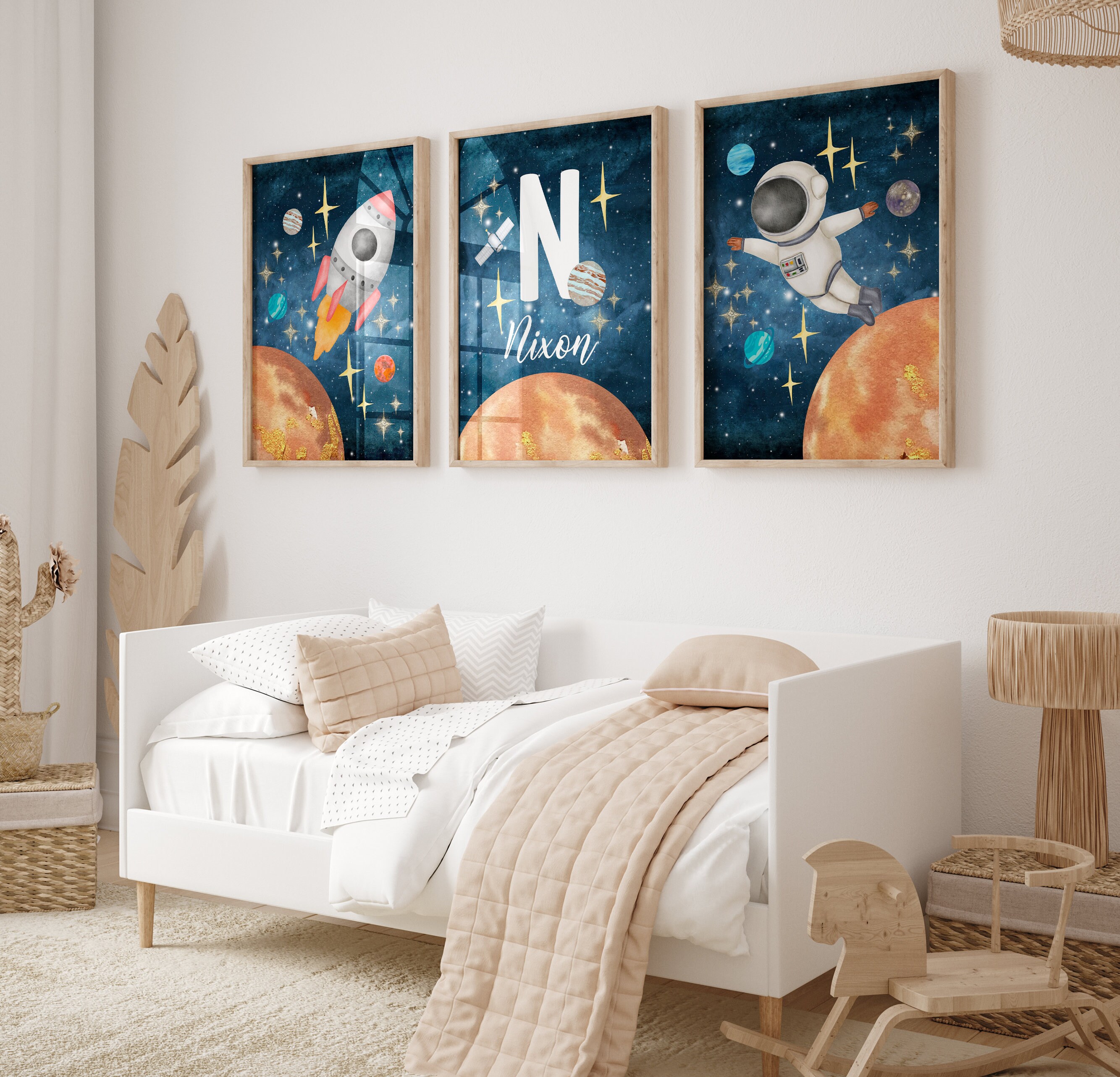Personalised Space Theme Wall Art Outerspace Nursery Wall Decor Poster ...