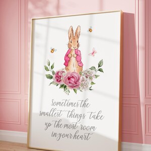 Pink Peter Rabbit Nursery Prints, Floral Girls Room Decor (digital ...