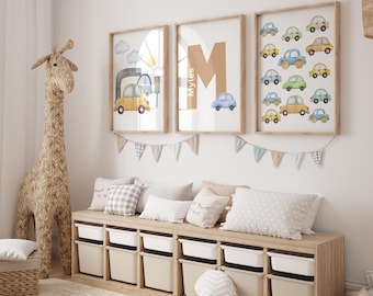 Lámina decorativa con inicial personalizada para habitación infantil, decoración para habitación de niño (descarga digital)