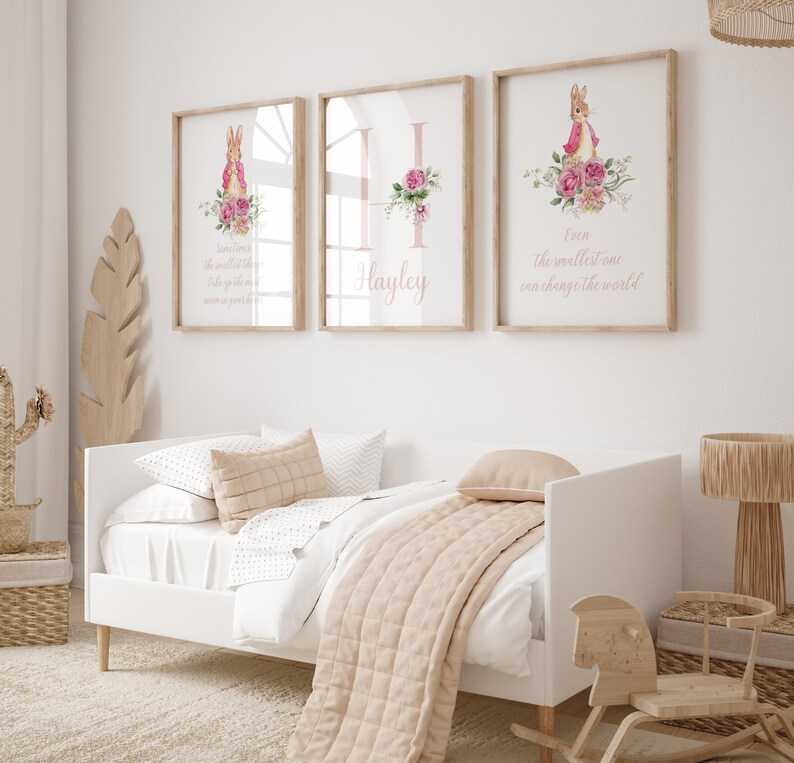 Peter Rabbit Nursery Print, Pink Floral Decor (digital Download) - Etsy