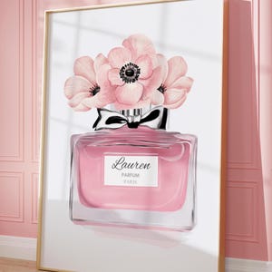 Personalized Perfume Bottle Print Fashion Print Luxury Perfume Bottle Print Chic Fashion Wall Art Pink Perfume Bottle Bedroom Decor