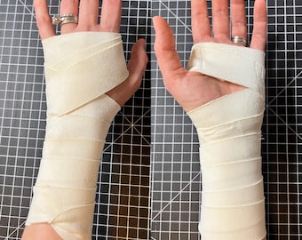 Cream White Faux Suede Warrior hand wraps, stretch