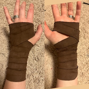 Dark Brown Faux Suede Warrior Hand Wraps, stretch