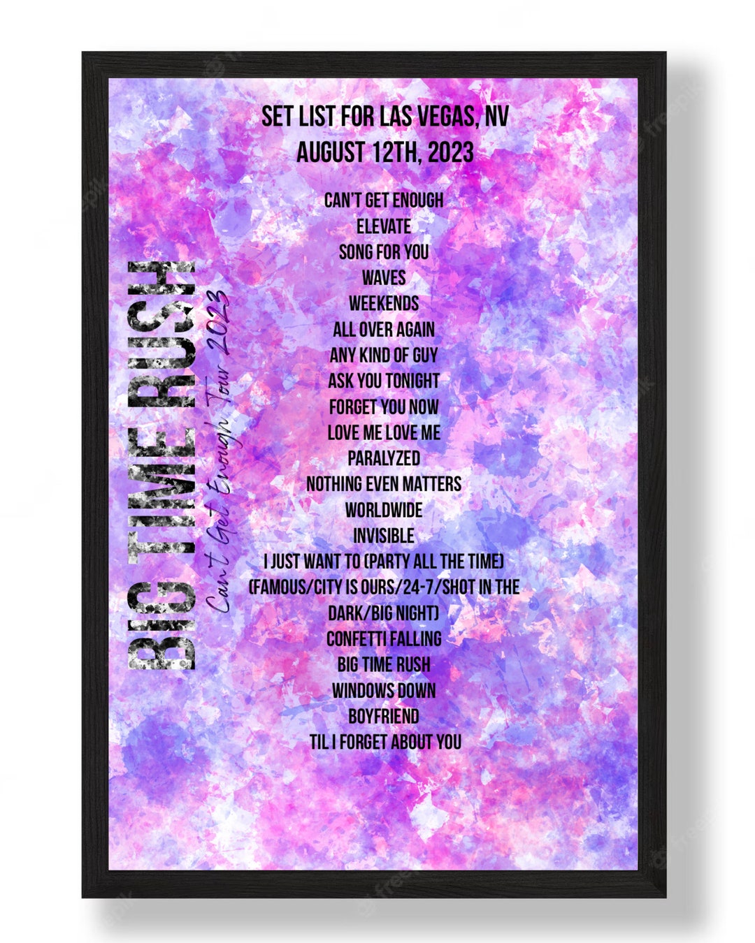 Big Time Rush Can't Get Enough Tour Custom Setlist Etsy