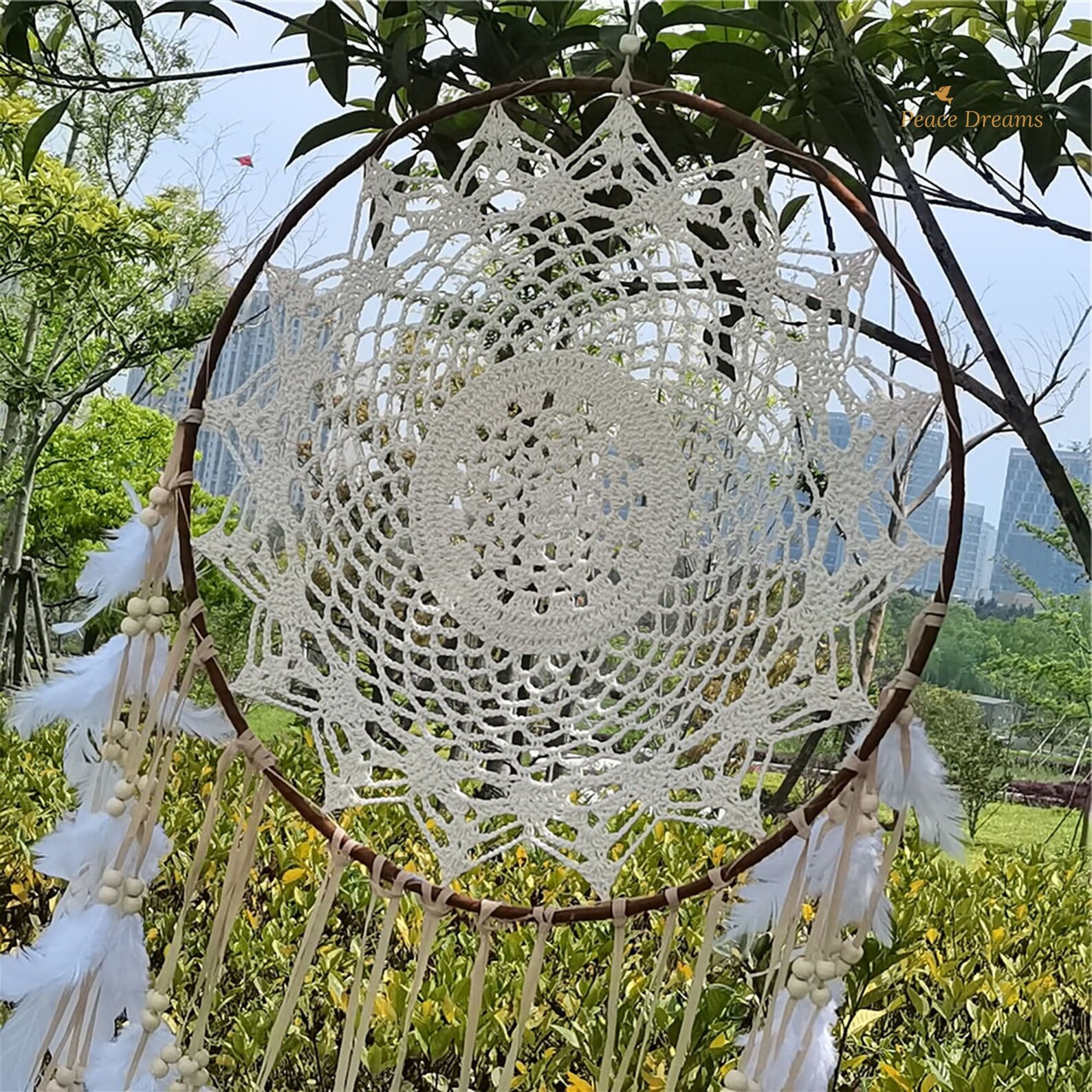 Großer Traumfänger Hängende Lichtdekoration handgemachter | Etsy