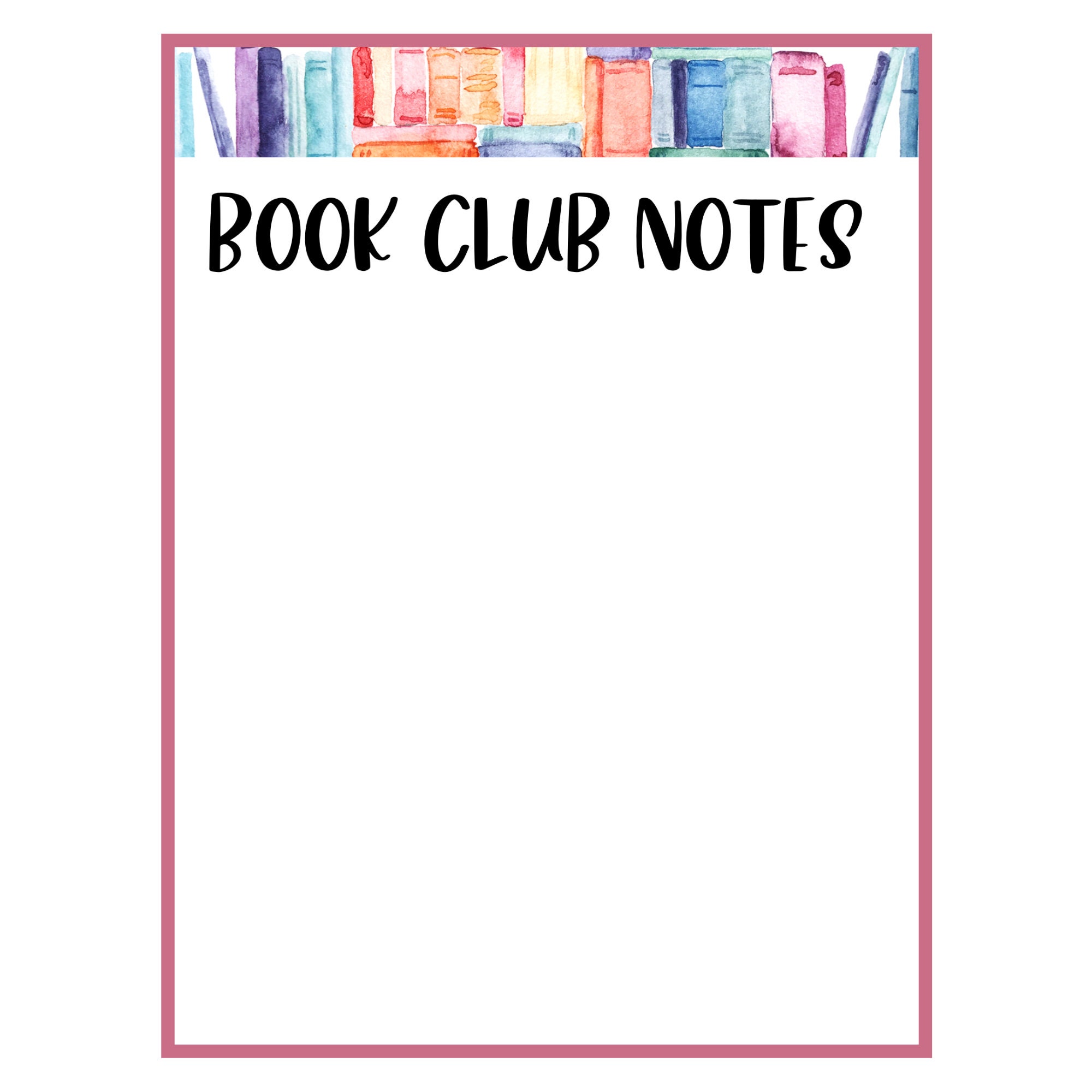 Book Club Notes Template Book Club Notes Template