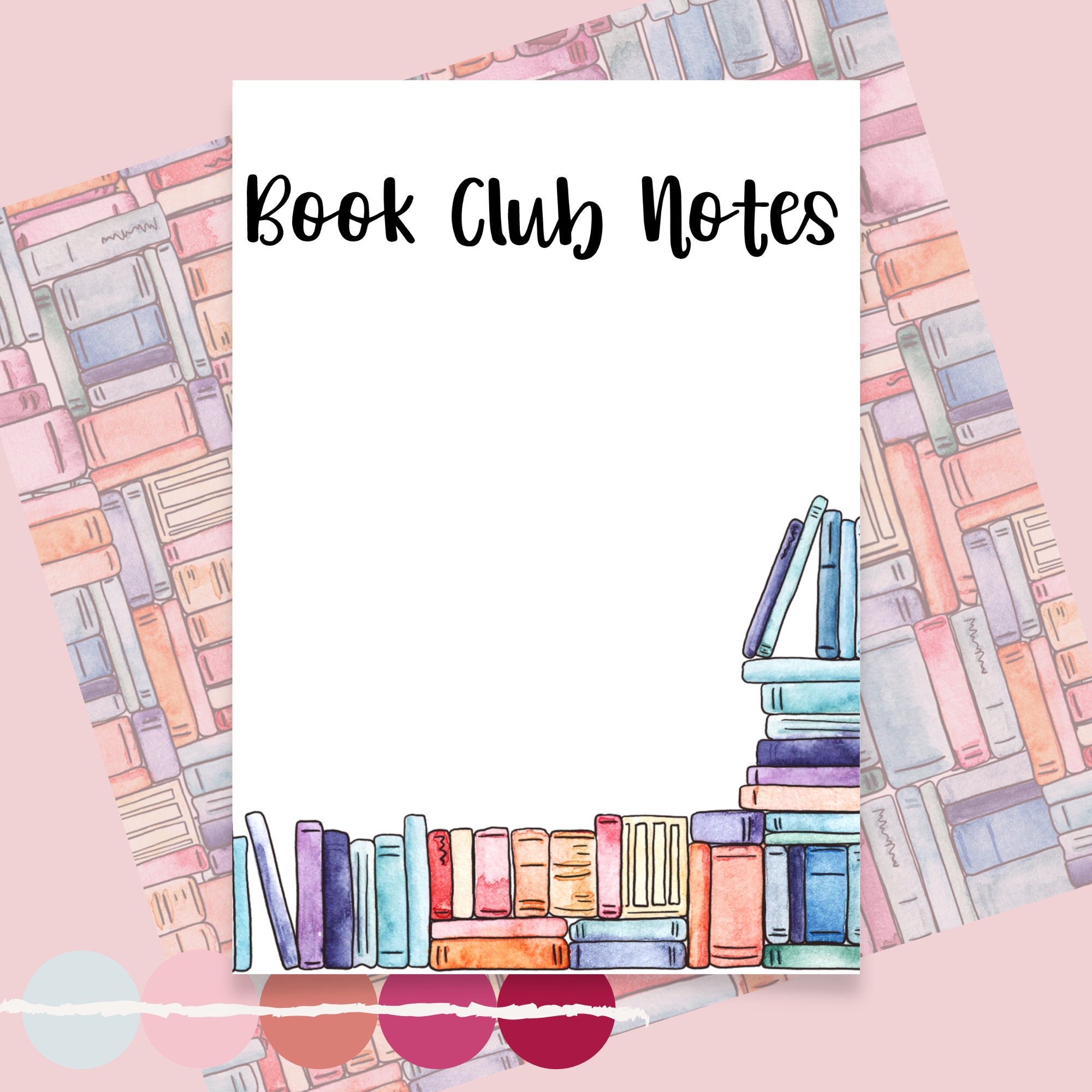 Book Club Notes Paper, Book Stacks, Writing, Reading