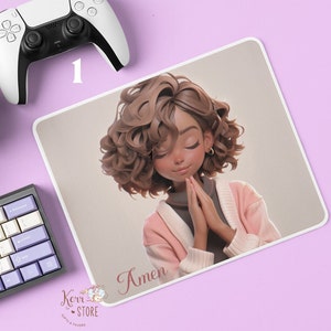 Perfekte Mousepad Schöne betende schwarze Mädchen Magie Melanin schwarze Frau Afro Mädchen Afroamerikaner, Gott Tochter Schreibtischmatte
