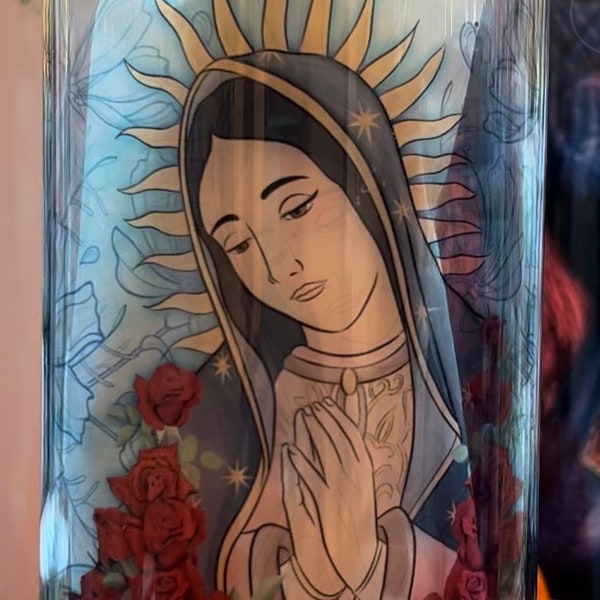 Libbey, Tumbler, Coffee Mug Nossa Senhora de Guadalupe, Virgem de Guadalupe, Our Lady of Guadalupe Virgen Madre de Guadalupe, Faith, Mexican