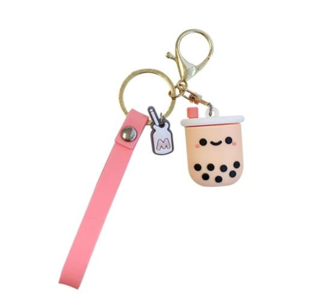 Kawaii Boba Tea Keyring Bubble Tea Key Ring Pearl Milk Tea Etsy