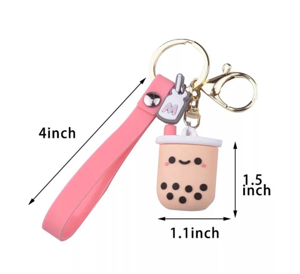 Kawaii Boba Tea Keyring Bubble Tea Key Ring Pearl Milk Tea Etsy