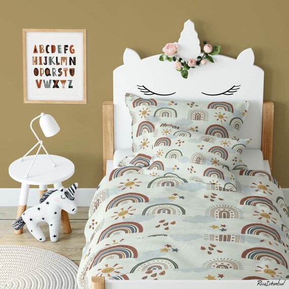 Toddler Bedding SetBoho Rainbow bedding SetBaby girl Duvet Etsy