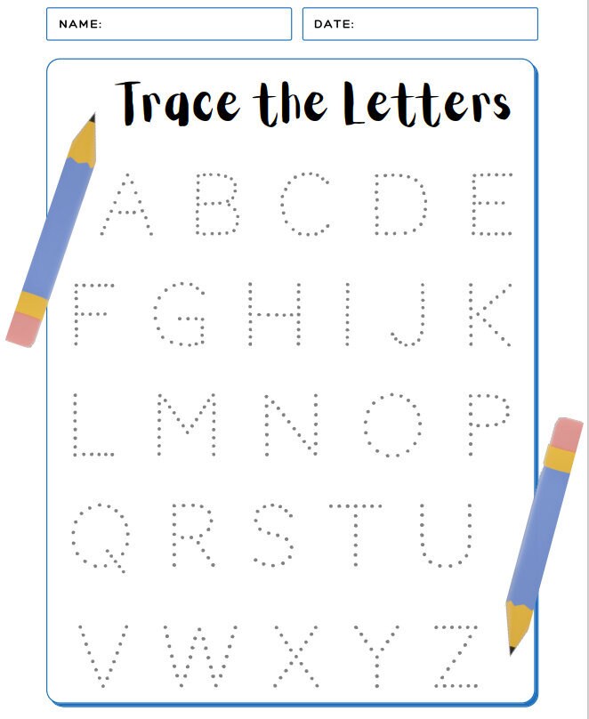 trace the letters kids worksheet pdf download etsy