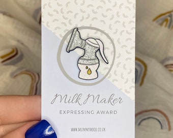 Milk Maker | Expressing Breastfeeding Gift Milestone Award | Keepsake | Celebration Gift | Enamel Pin Badge | Pumping Mum Mummy